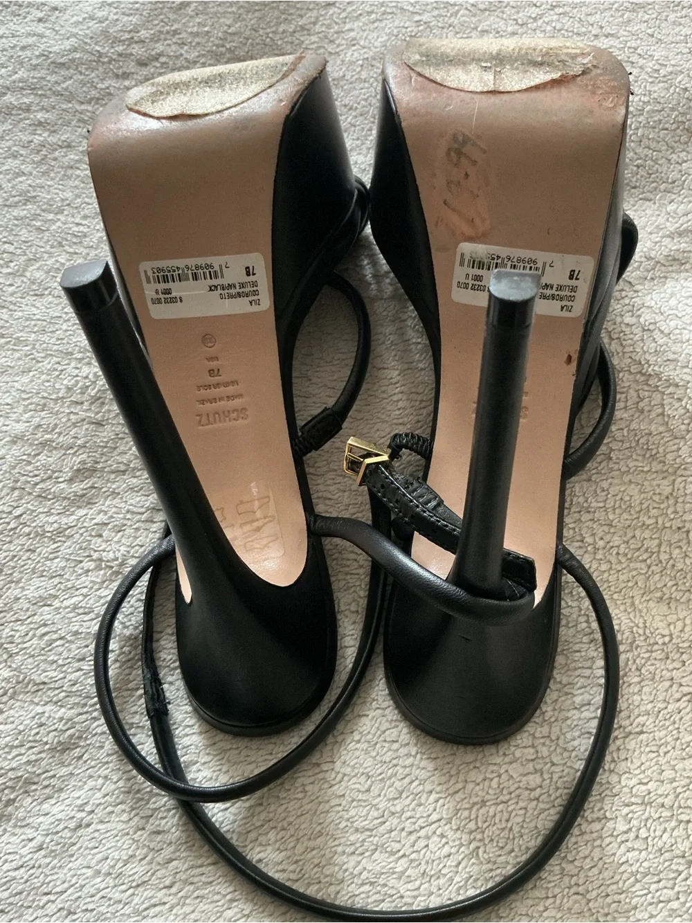 SCHUTZ Zila Black Strappy Ankle-Wrap High Heel Sandals